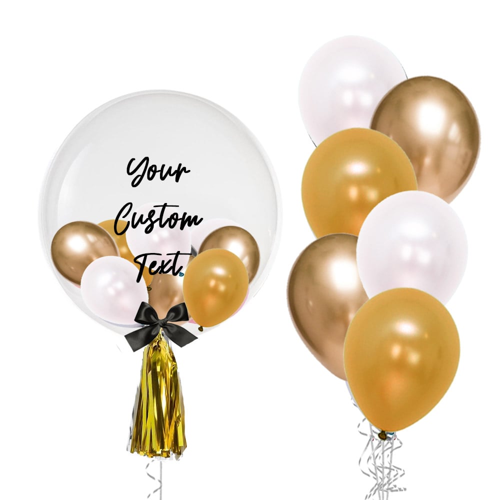 White and gold balloons bouquet