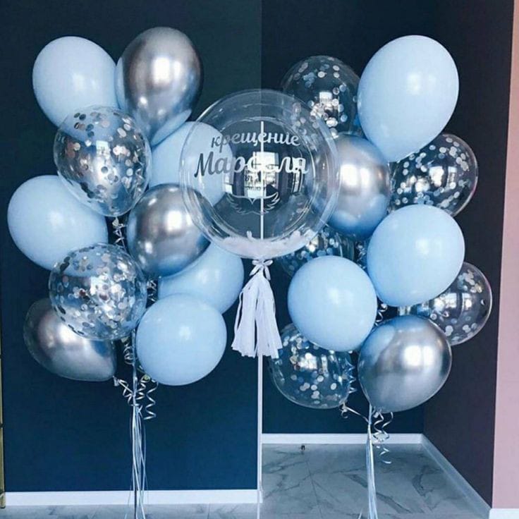 Blue balloons and customise balloon