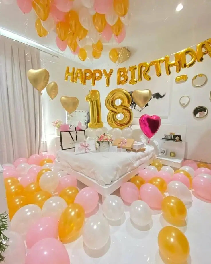 gold balloons Surprise  setup