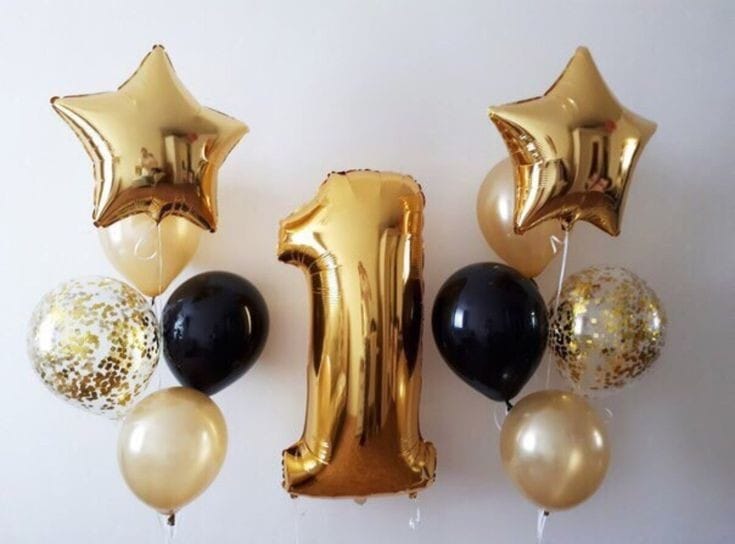 Gold number balloon