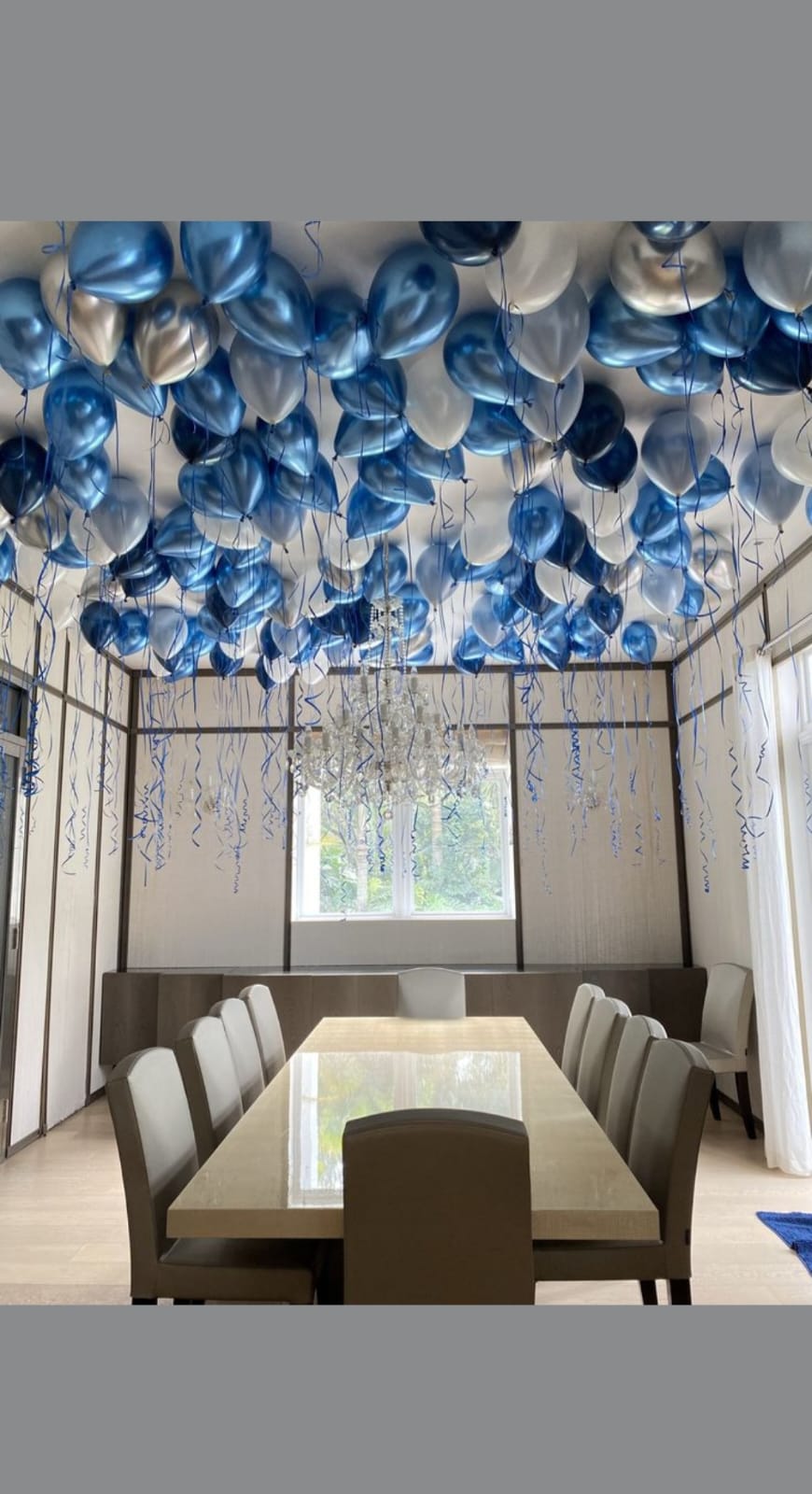 White and Blue Ceiling Balloons