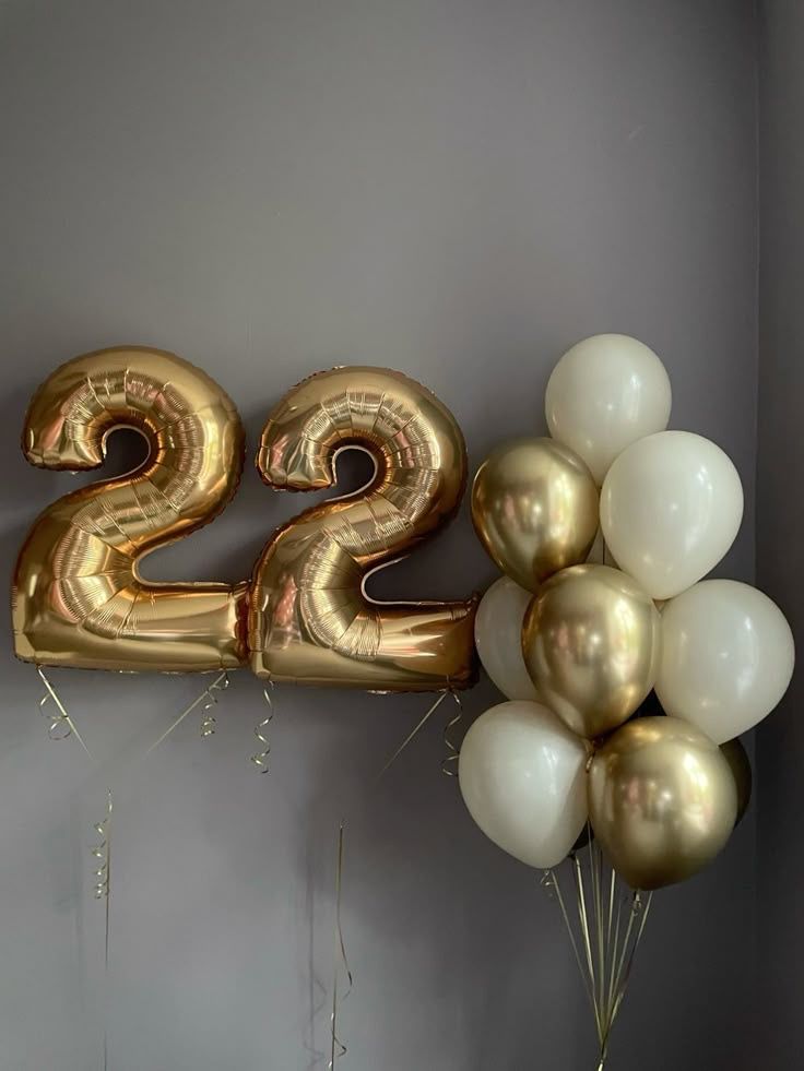 Gold number balloons