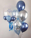 Blue and silver customised balloons