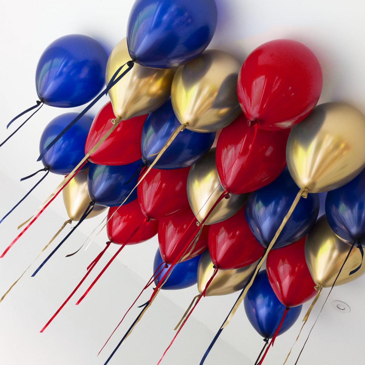 Gold Blue and Silver ceiling balloons