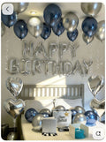 Blue and Silver Birthday balloon setup