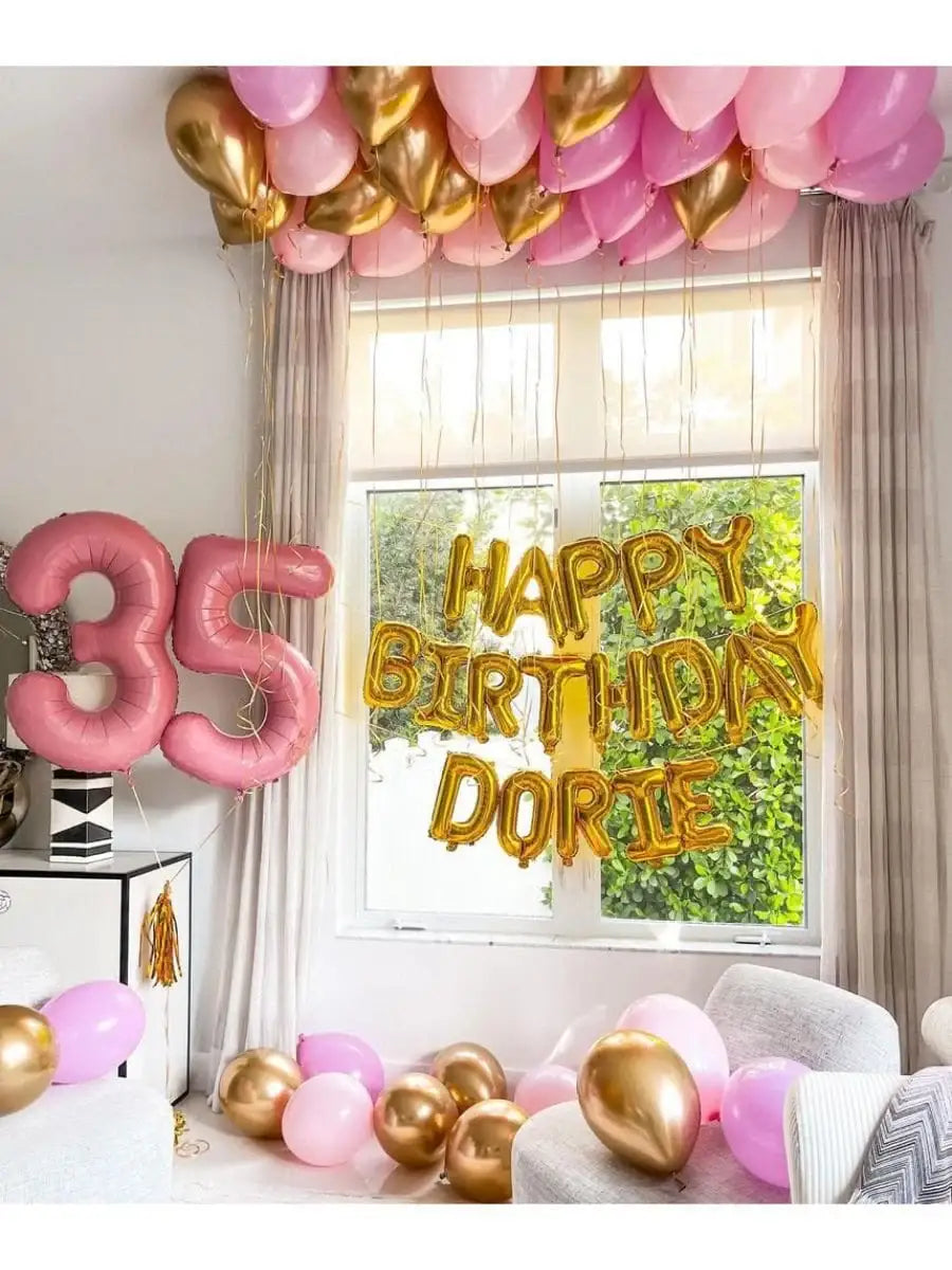 Pink and gold Surprise room setup